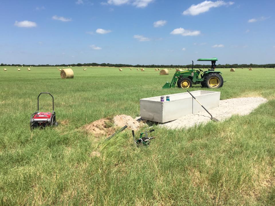 Septic system installation on Texas ranch land
