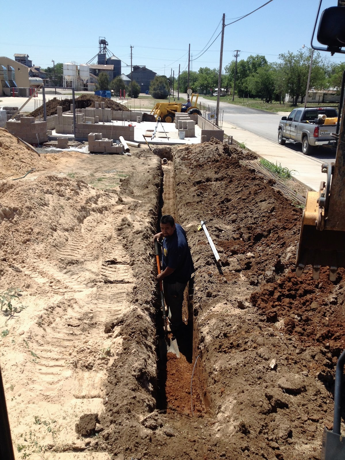 Deep trench excavation for sewer line in downtown Breckenridge